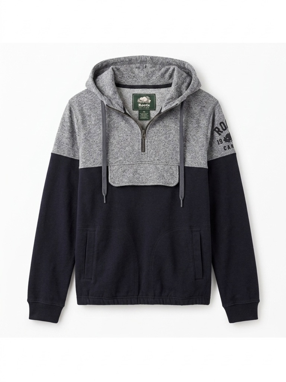 Roots Canada Two-Tone Colourblock 1/4 Zip Fleece Hoodie Pullover Women’s XS
